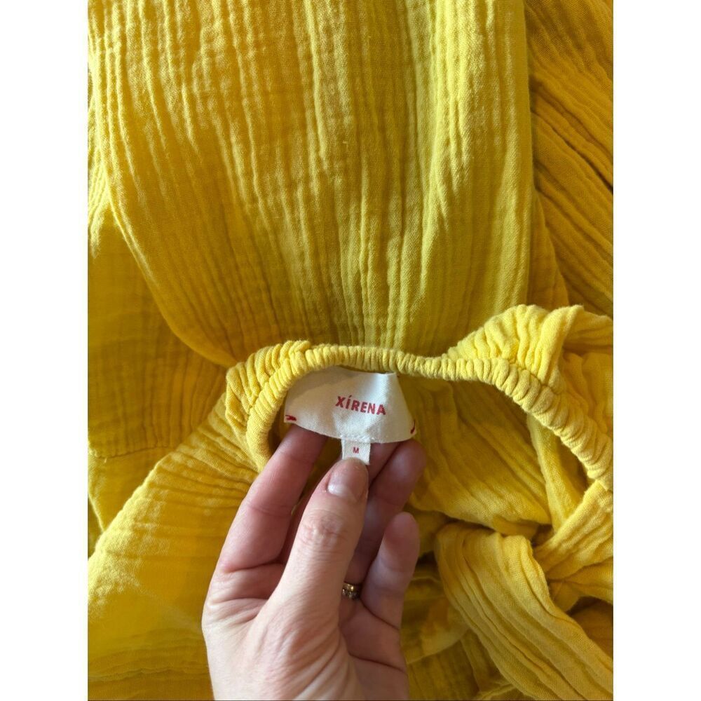 Xirena Reagan Dress Medium Yellow Limon Cotton Gauze Halter Midi Tiered Summer - Picture 7 of 8
